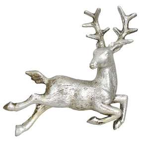 8" Antique Leaping Deer Ornament in Antique Silver | FY