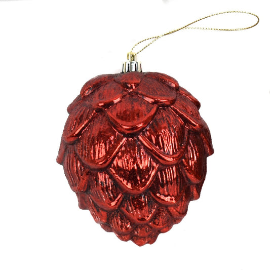 4" Antique Pine Cone Ornament in Antique Red | FY