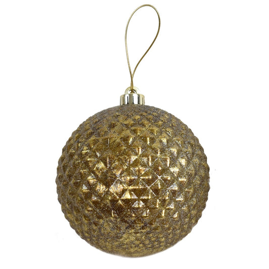 6" Vintage Diamond Pattern Ball Ornament in Antique Bronze | FY