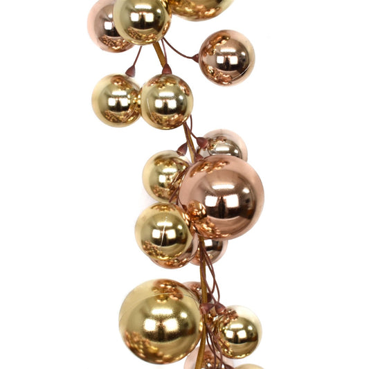 6' Elegant Plastic Ball Garland in Champagne/Rose Gold | FY