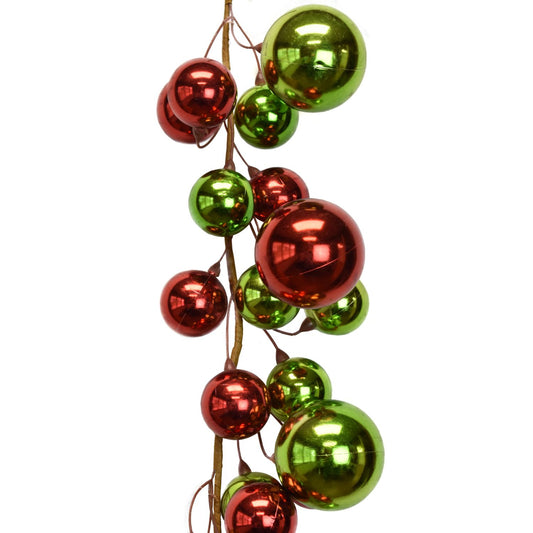 6' Elegant Plastic Ball Garland in Red/Apple | FY