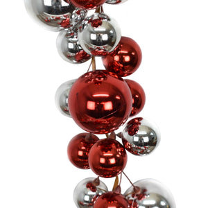6' Elegant Plastic Ball Garland in Red/Silver | FY