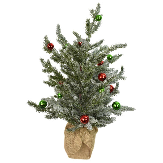 30" Snowy Pine Tree with Ornament Décor | FY