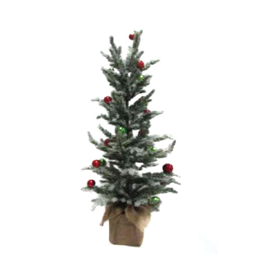 44" Snowy Pine Tree with Ornament Décor | FY