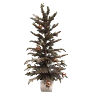 44" Metallic Glitz Pine with Ornament Décor Tree in Champagne | FY