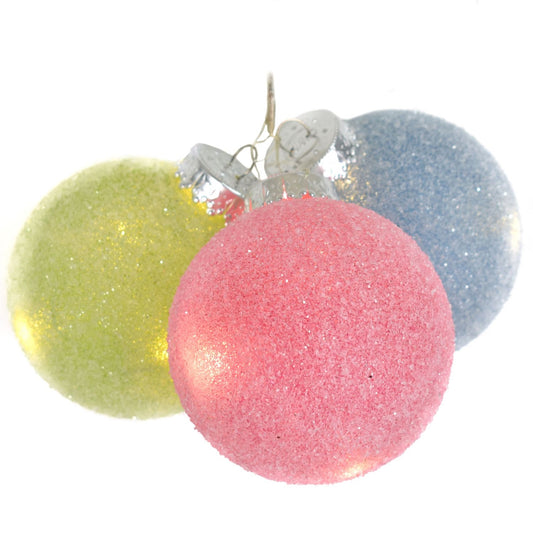 3.5" Sugar Ball Ornament with Battery Lights | FY