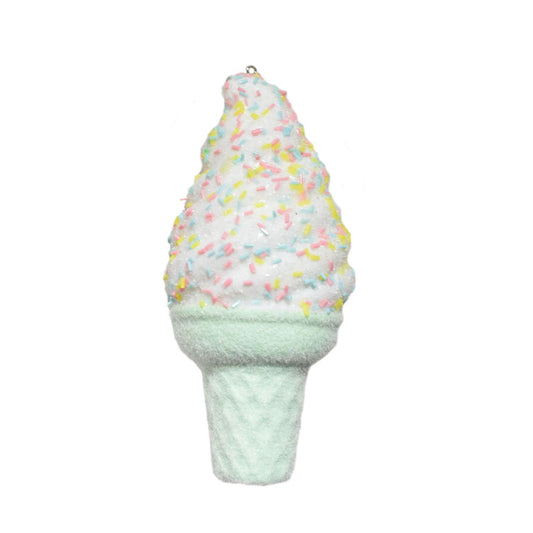 5" Ice Cream Cone Ornament in Green | FY