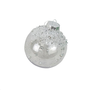 4" Iced Ball with Silver Garland Inside | FY