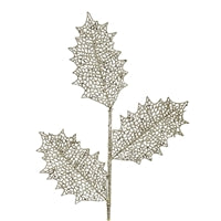 29'' Glittered Open Holly Leaf Spray in Champagne | QD