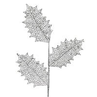 29'' Glittered Open Holly Leaf Spray in Silver | QD