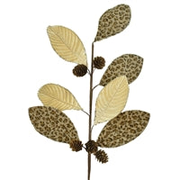25'' Cheetah/Velvet Mixed Magnolia Leaf Spray | QD