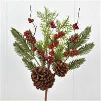 20'' Woodlands Cedar/Spruce/Berry Spray | QD