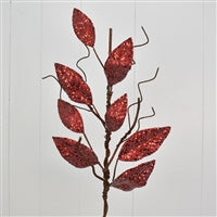 31''Micro Beaded Metallic Magnolia Twig Branch in Red | QD