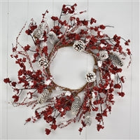 24'' Winter Garden Mixed Berry/Cone Wreath | QD