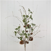 36'' Celtic Frosted Birch with Leaves and Cones | QD