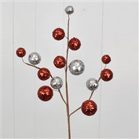 25'' Sequined Mixed Size Ball Spray in Red/Silver | QD