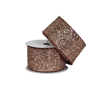 2.5" x 10YD Mixed Mica Sequin Ribbon in Rose Gold | YT