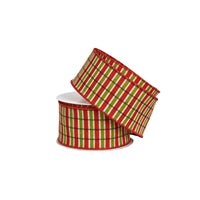 2.5" x 10YD Multi Stripe Grid Ribbon in Red/Green | YT