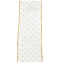 2.5" x 10YD Royal White Velvet with Metallic Gold Dot | YT