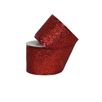 2.5" x 10YD Sparkle Ribbon with Folded Wired Edge in Red | YT