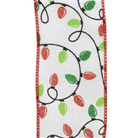 2.5" x 10YD White with Retro Glitter Christmas Lights Red/Green | YT