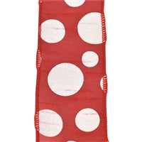 2.5" x 10YD Faux Dupioni Red with White Dots | YT