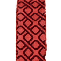 2.5" x 10YD Brick Red with Flocked Geometric Pattern | YT