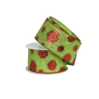 2.5" x 10YD Mixed Sequin Dot Ribbon in Red/Green | YT