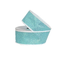 2.5" x 10YD Candy Glitter Ribbon with Chenille Edge in Aqua | YT