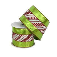 4" x 10YD Metallic Apple with Red and White Candy Stripe | YT