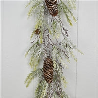 76" Frosted Cypress / Pinecone Garland \ QS