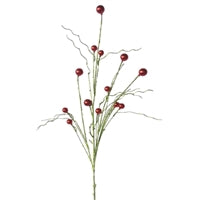 55" Red Ball Green Twig Spray | QS
