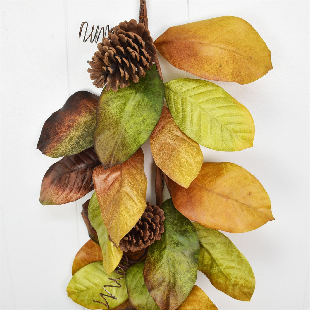 6' Warm Harvest Magnolia Leaf / Pinecone Garland | XJ