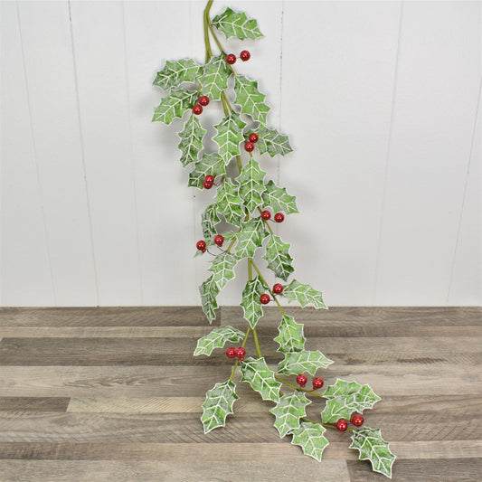 53" Frosted Holly Berry Garland | QG