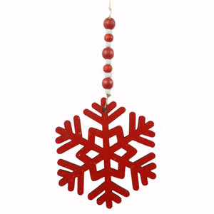 6" Snow Days Snowflake Ornament in Red | TA