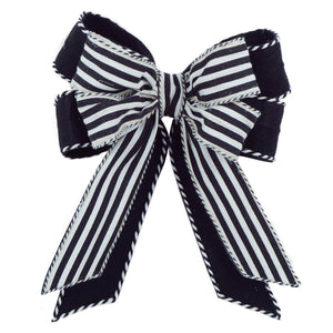 11" X 13" Black and White Striped Bow | TA