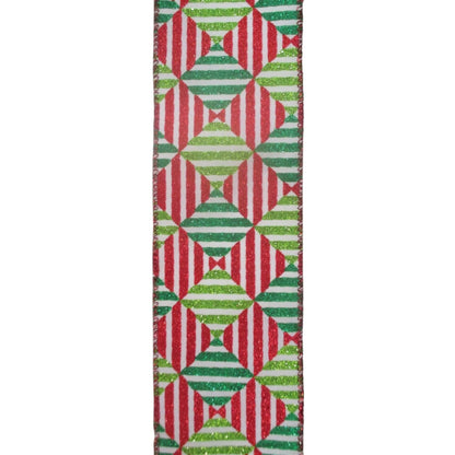 Peppermint Twist Geometric Shaped Ribbon 2.5" x 10yd