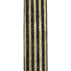 Metallic Gold with Black Striped Ribbon 2.5" x 10yd | YT