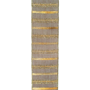 Royal Linen Striped Gold/Champagne Ribbon 2.5" x 10yd