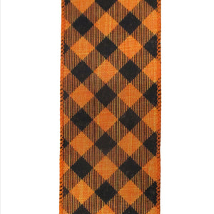 Black and Orange Checked Ribbon 2.5" x 10yd