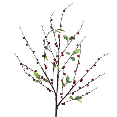 40” Ilex Berry Spray with Leaves in Red | QD