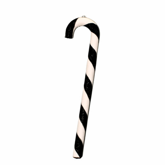 17'' Glittered Stripe Candy Cane - Black/White | FY