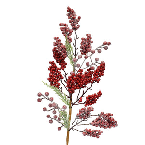 28" Frosted Shiny Winterberry Spray | FY