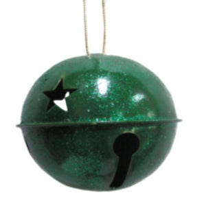 5.5'' Metallic Sparkle Bell Ornament in Deep Green | FY
