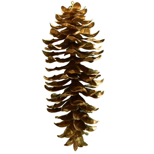 11'' Metallic Sparkle Sugar Pine Cone in Antique Gold | FY