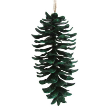 11'' Metallic Sparkle Sugar Pine Cone in Emerald | FY