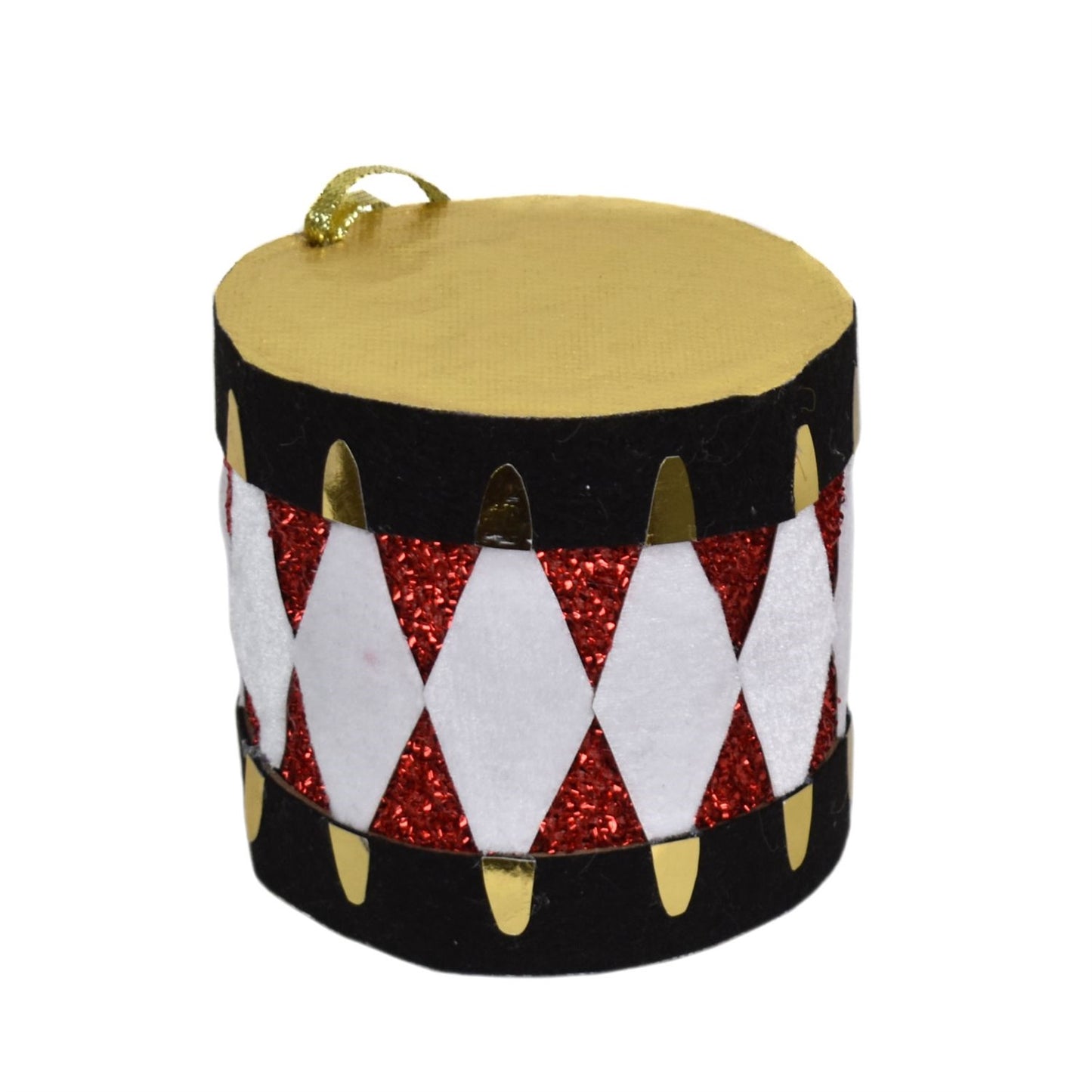 Medium Drummer Boy Drum Ornament in Black, Red, White BF22