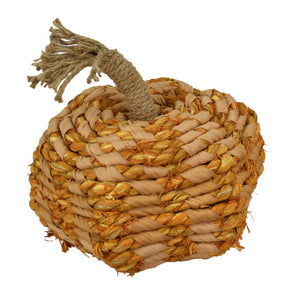 11” Natural Braided Pumpkin with Jute Stem in Washed Orange | BF