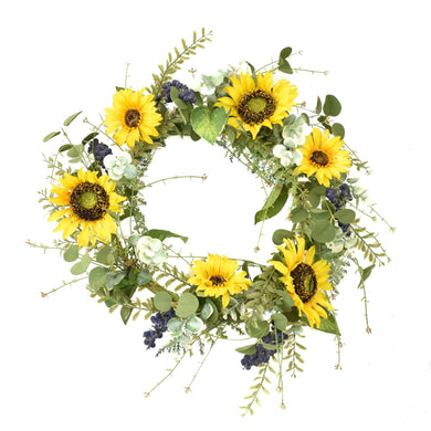 24” Summer Breeze Sunflower Berry Wreath | QDE