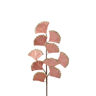 Velvet Shimmer Ginkgo Leaf Spray 26.5'' in Rose | QGC22